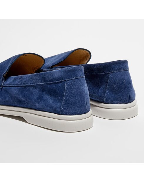 Mocassins en Velours de Cuir Alice bleus