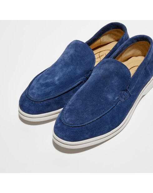 Mocassins en Velours de Cuir Alice bleus