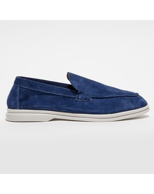 Mocassins en Velours de Cuir Alice bleus