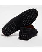 Mocassins en Velours de Cuir Jade noirs