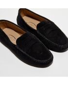 Mocassins en Velours de Cuir Jade noirs