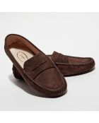 Mocassins en Velours de Cuir Jade marron