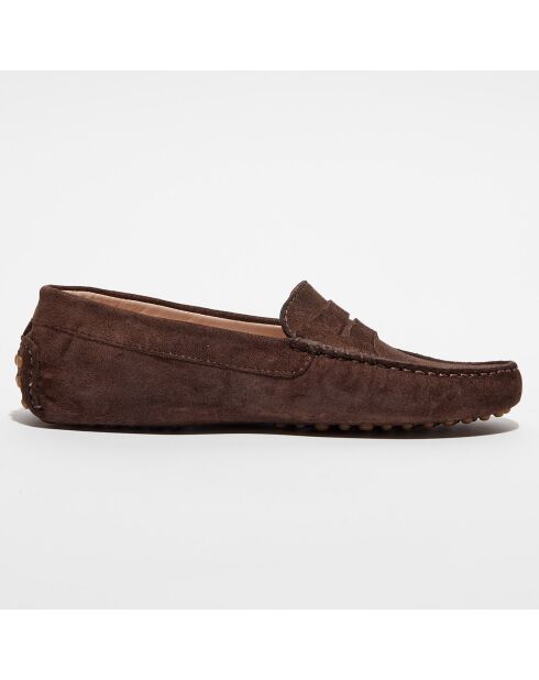 Mocassins en Velours de Cuir Jade marron