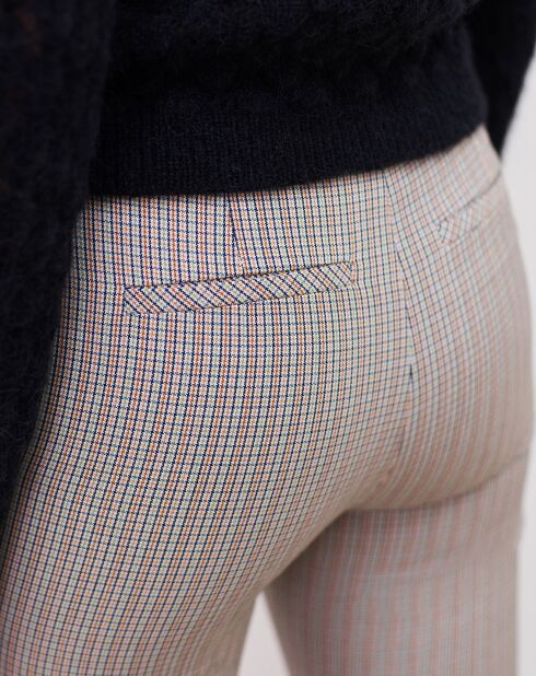Pantalon cigarette Thésée à carreaux caramel