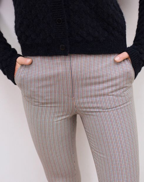 Pantalon cigarette Thésée à carreaux caramel