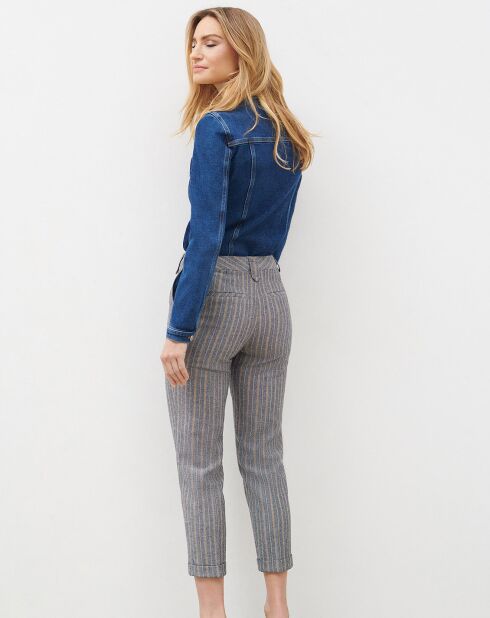 Pantalon de tailleur en Laine mélangée Danny à chevrons bleu marine
