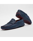 Mocassins en Cuir Martin bleu marine/rouge