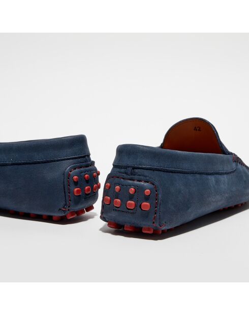 Mocassins en Cuir Martin bleu marine/rouge