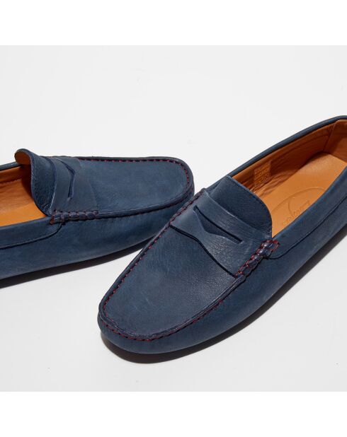 Mocassins en Cuir Martin bleu marine/rouge