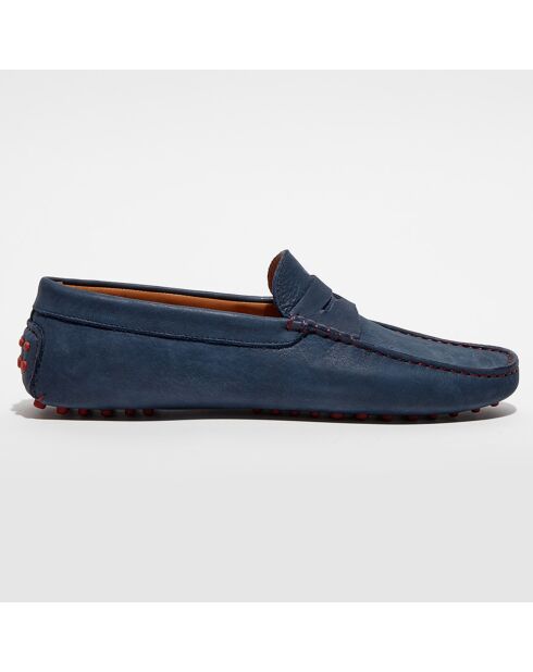 Mocassins en Cuir Martin bleu marine/rouge