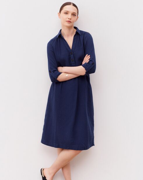Robe en Gaze de Coton Betina indigo