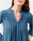 Blouse en Crépon Léa pierre bleu