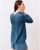 Blouse en Crépon Léa pierre bleu