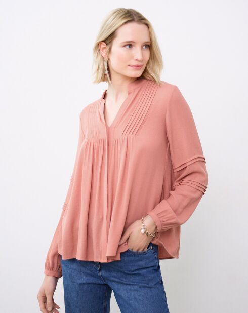 Blouse en Crépon Léa saumon