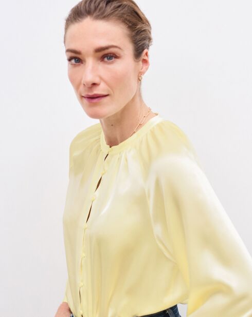 Camicia 100% seta Bilk lemon