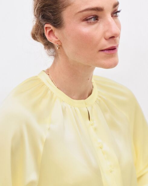 Camicia 100% seta Bilk lemon
