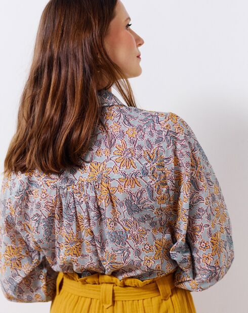 Chemise en Voile de Coton Céleste imprimée céladon