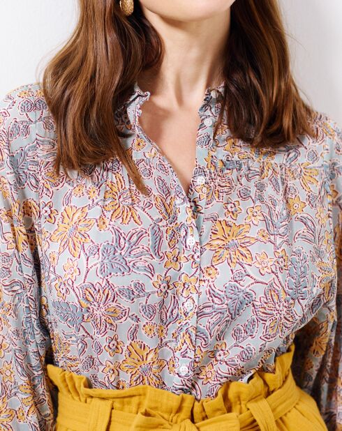 Chemise en Voile de Coton Céleste imprimée céladon
