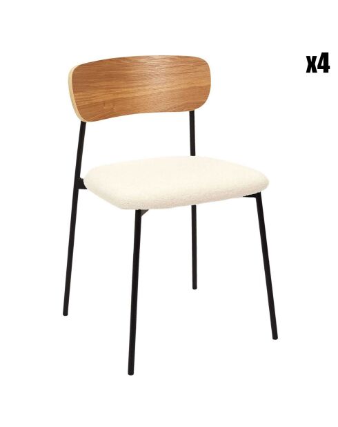 4 Chaises bouclette Loki marron/blanc/noir - 46x78.3x48 cm