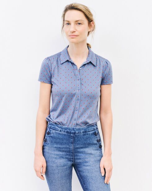 Chemise Serafin imprimée pierre bleu