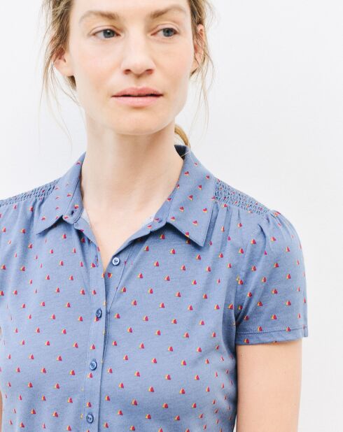 Chemise Serafin imprimée pierre bleu