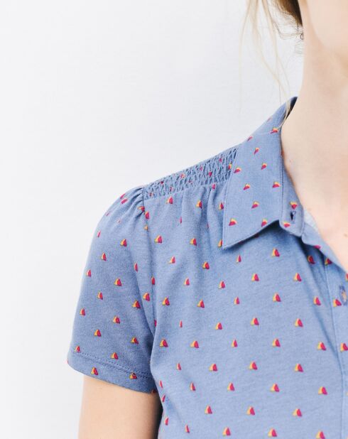 Chemise Serafin imprimée pierre bleu