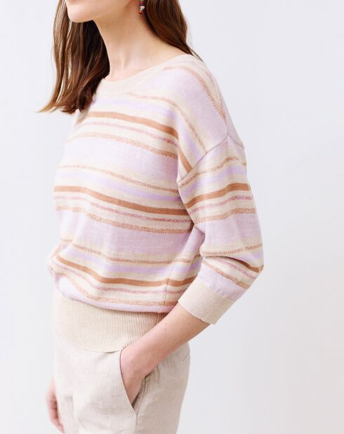 Pull en Coton & Lin Nelinda rayé lavande