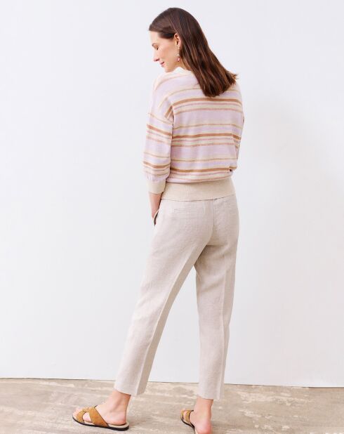 Pull en Coton & Lin Nelinda rayé lavande