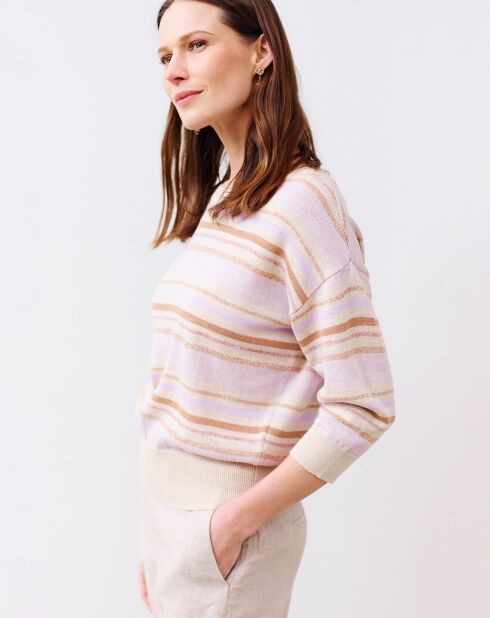 Pull en Coton & Lin Nelinda rayé lavande