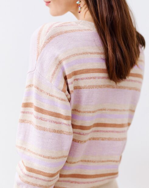 Pull en Coton & Lin Nelinda rayé lavande