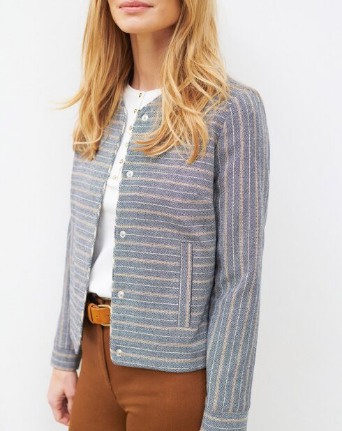 Veste en Laine mélangée Danila rayée bleu marine
