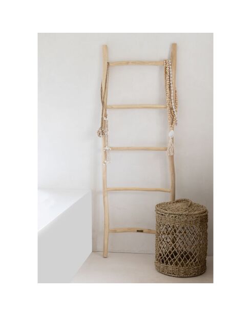 Witte kwastje met lange schelp - L.75 cm