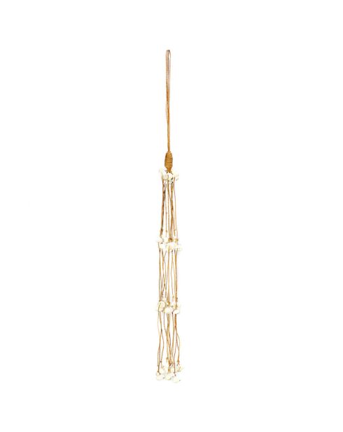 Witte kwastje met lange schelp - L.75 cm