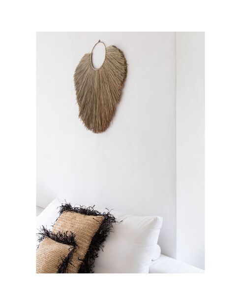 Housse de coussin Raphia naturel/noir - 60x60 cm