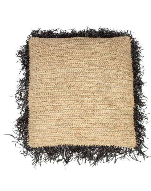 Housse de coussin Raphia naturel/noir - 60x60 cm