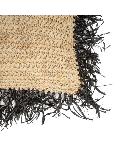 Housse de coussin Raphia naturel/noir - 60x60 cm
