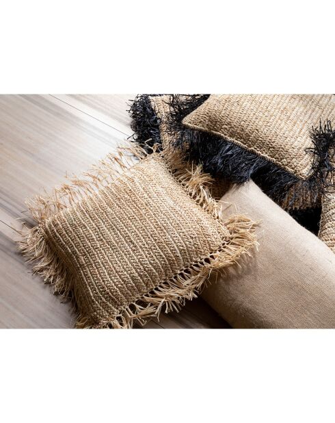 Housse de coussin Raphia naturel/noir - 40x40 cm