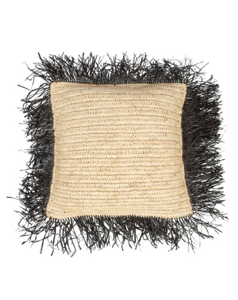 Housse de coussin Raphia naturel/noir - 40x40 cm