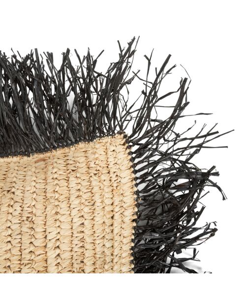 Housse de coussin Raphia naturel/noir - 40x40 cm