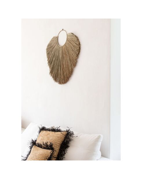 Housse de coussin Raphia naturel/noir - 40x40 cm