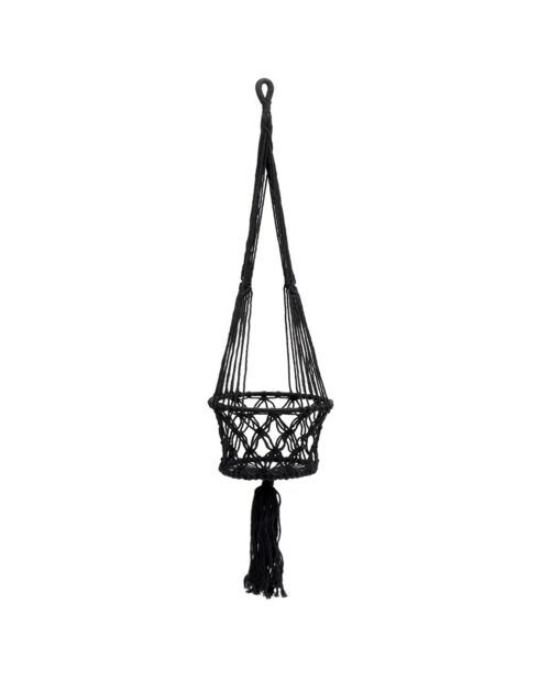 Porte plante en macramé noir - D.25xL.100 cm