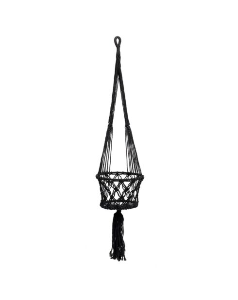 Porte plante en macramé noir - D.20xL.100 cm