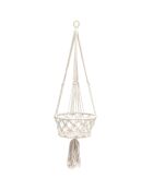 Porte plante en macramé blanc - D.30xL.110 cm