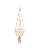 Porte plante en macramé blanc - D.25xL.100 cm