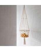 Porte plante en macramé blanc - D.20xL.100 cm