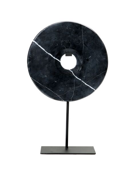 Disque de marbre sur pied noir - 25x9x40 cm