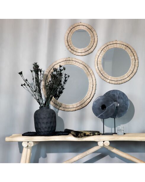 Disque de marbre sur pied noir - 20x9x35 cm