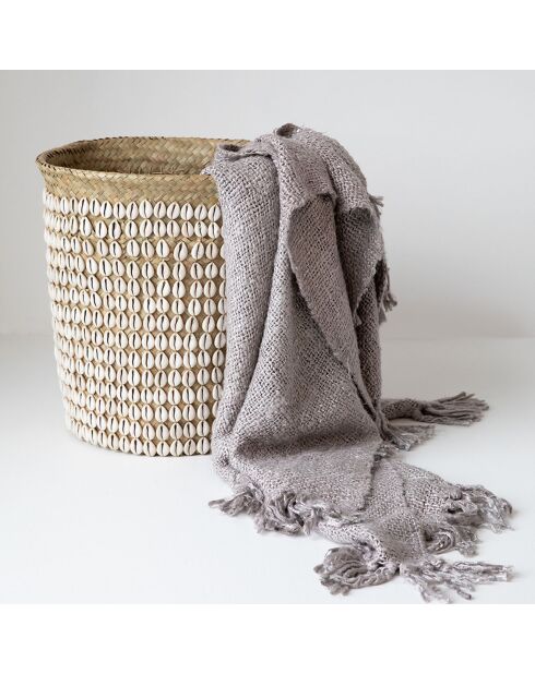 Panier de rangement Pandan naturel/blanc - D.34xH.40 cm