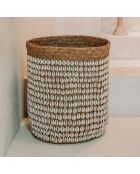 Cesta de almacenamiento Pandan natural/blanca - D.34xH.40 cm