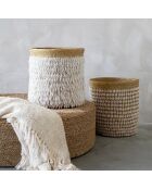 Cesta de almacenamiento Pandan natural/blanca - D.34xH.40 cm